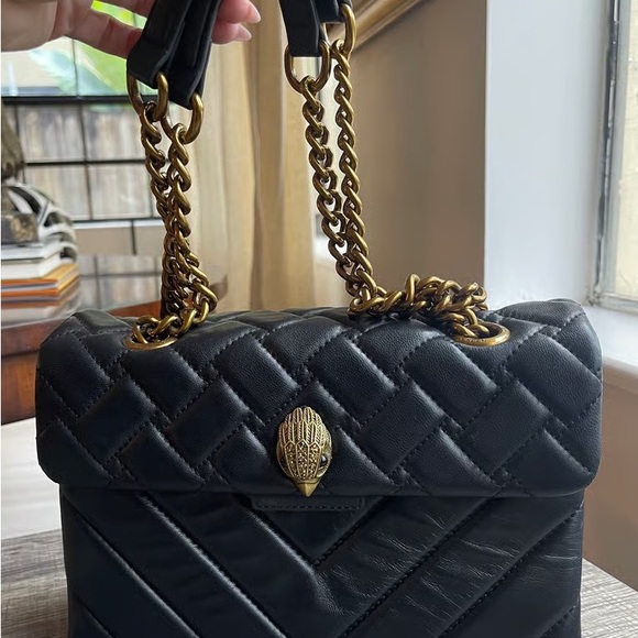 Kurt Geiger Black Quilted Bag with Gold Chain - Picture 2 of 4